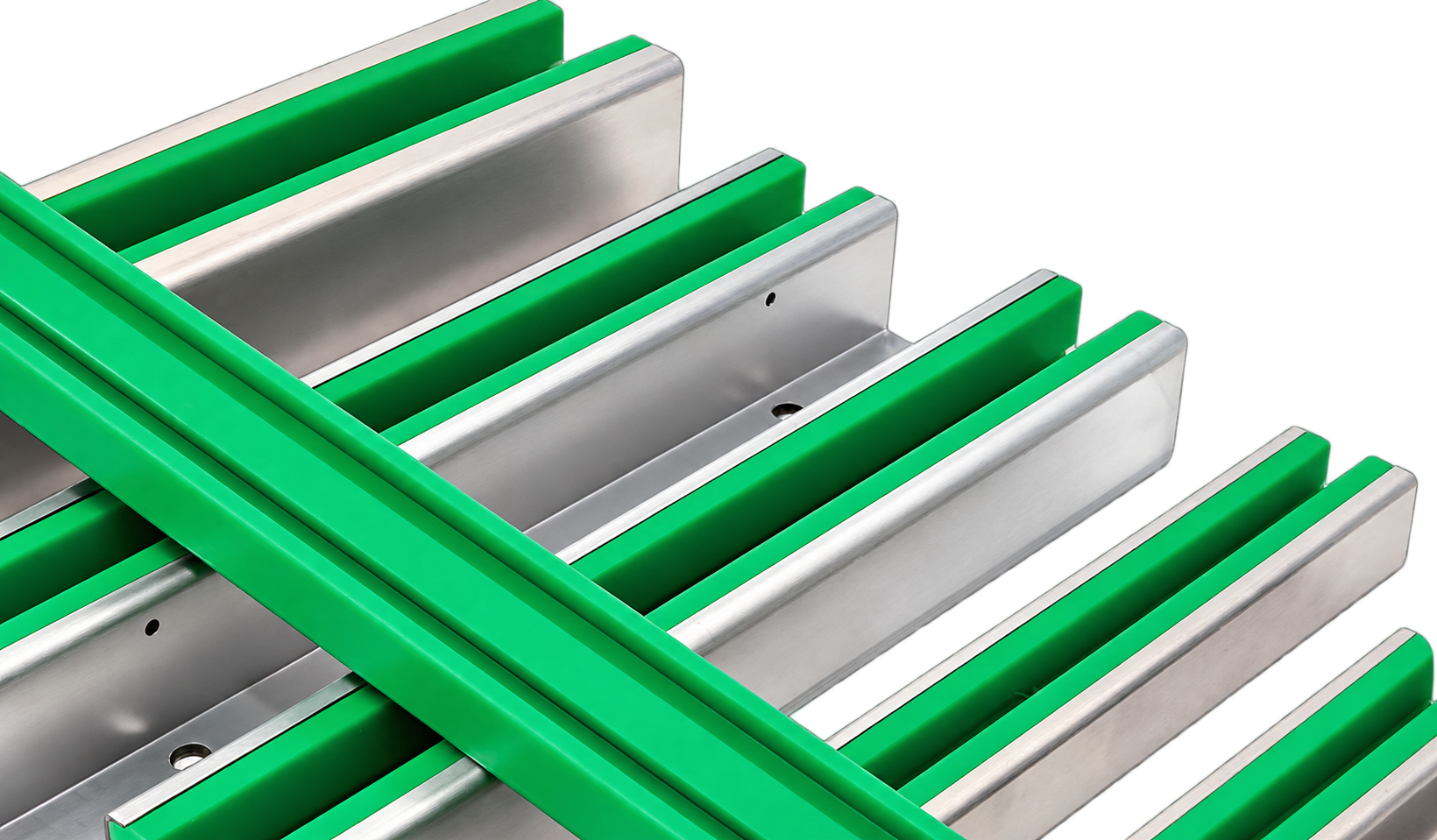 Green chain guide profiles and supporting metal channels